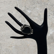 Load image into Gallery viewer, ROSELLA PAXTON Navajo Sterling Silver & Onyx Large Heart Ring Starshots Size 9