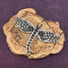 Load image into Gallery viewer, FEDERICO JIMENEZ Sterling Silver & Amethyst Encrusted Statement Dragonfly Brooch