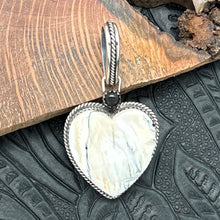 Load image into Gallery viewer, BUFFALO DANCER Taos Pueblo Sterling Silver White Buffalo Heart Pendant With Onyx