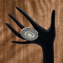 Load image into Gallery viewer, ROSELLA PAXTON Navajo Sterling Silver Statement Concho Ring Stampings Size 9.75