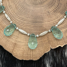 Load image into Gallery viewer, 1990s NATIVE AMERICAN Sterling Silver & Blue Chalcedony 5 Teardrop Bead Necklace