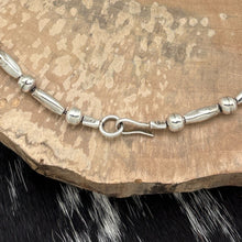 Load image into Gallery viewer, SAM PIASO Navajo Sterling & Morenci Turquoise Station Necklace Flowers Leaves