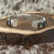 Load image into Gallery viewer, FEDERICO JIMENEZ Sterling Silver Abalone 15-Stone Cuff Bracelet Stamps 0.5" Wide