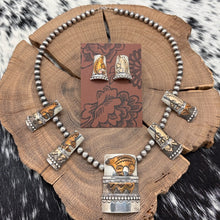 Load image into Gallery viewer, 1980s Native American NAVAJO Sterling Brass & Copper Fetish Bear Necklace Set
