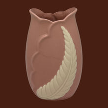 Load image into Gallery viewer, 1940s TRENTON ART POTTERY 405B Blush Pink Cream Fern Leaf Vase 8" Hollywood Glam