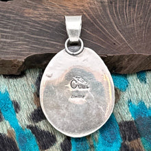 Load image into Gallery viewer, COOPER WILLIE Navajo Sterling Silver & Webbed Kingman Turquoise Pendant Scallops