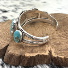 Load image into Gallery viewer, 1990s G LANE Southwest Style Sterling Silver & Turquoise 5-Stone Cuff Bracelet