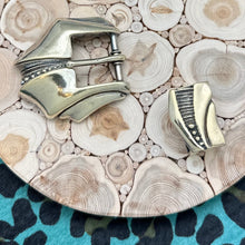 Load image into Gallery viewer, 1990s JM Gold Vermeil Over Sterling Silver 2-Piece Belt Buckle Set Dots Textures