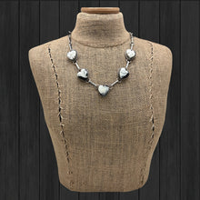 Load image into Gallery viewer, BUFFALO DANCER Taos Pueblo Sterling Silver White Buffalo Heart Station Necklace