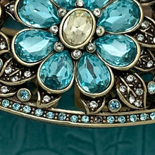 Load image into Gallery viewer, HEIDI DAUS Glorious Garden Cuff Bracelet Aqua Yellow Swarovski Crystal Flowers