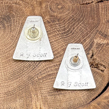 Load image into Gallery viewer, RAYNARD J SCOTT Navajo Sterling Silver Triangle Post Earrings Blanket Pattern