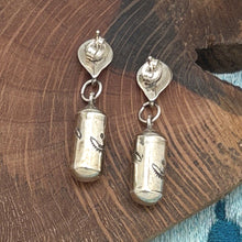 Load image into Gallery viewer, Native American NAVAJO Sterling Wave & Dot Stamped Barrel Bead Post Earrings
