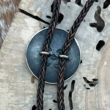 Load image into Gallery viewer, SOUTHWEST STYLE Sterling Silver Bolo Tie With Stamped Slide Diamond Butterflies