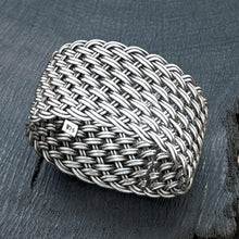 Load image into Gallery viewer, 1960s STERLING SILVER Basket Weave Design Napkin Rings Set Of 2 Marked 925
