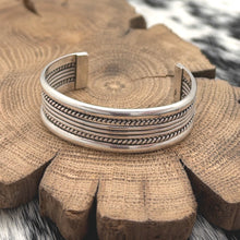 Load image into Gallery viewer, 1990s TAHE Navajo Sterling Silver Child Size 7-Row Cuff Bracelet Twist Wire