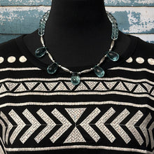 Load image into Gallery viewer, 1990s NATIVE AMERICAN Sterling Silver & Blue Chalcedony 5 Teardrop Bead Necklace