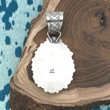 Load image into Gallery viewer, ROSELLA PAXTON Apache Sterling Pilot Mountain & Hubei Turquoise Teardrop Pendant