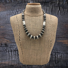Load image into Gallery viewer, ROSE MARTIN Navajo Sterling Silver Handmade Beaded Necklace Stamped Barrels 22"