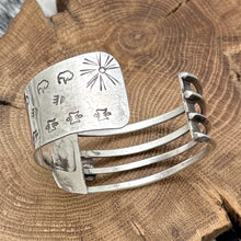 Load image into Gallery viewer, 1990s Native American NAVAJO Sterling & Turquoise Asymmetrical Cuff Bracelet