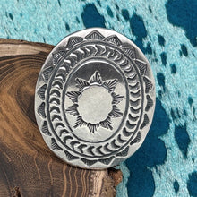 Load image into Gallery viewer, ROSELLA PAXTON Navajo Sterling Silver Statement Concho Ring Stampings Size 9.75