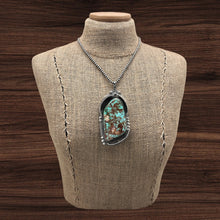 Load image into Gallery viewer, 1960s Native American NAVAJO Sterling Silver Royston Turquoise Statement Pendant