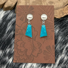 Load image into Gallery viewer, 1990s SUNWEST SILVER Navajo Made Sterling Silver Trapezoid Stone Dangle Earrings