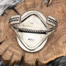Load image into Gallery viewer, JOE PIASO JR Navajo Sterling Silver & Tooled Leather Floral Design Cuff Bracelet