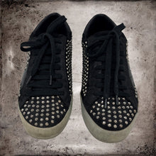 Load image into Gallery viewer, SHU SHOP Rockstar Black Pre-Distressed Sneakers With Allover Rhinestones 8.5