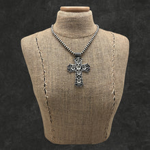 Load image into Gallery viewer, THE BOYZ SILVER Mexico Sterling Silver Cross Pendant With Scrolls & 3-D Flowers