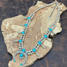 Load image into Gallery viewer, AMERICAN WEST By CAROLYN POLLACK Sterling & Turquoise Squash Blossom Necklace