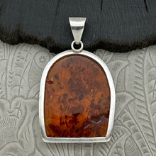 Load image into Gallery viewer, 1980s Sterling Silver & Amber Large Statement Pendant Modern Design