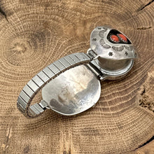 Load image into Gallery viewer, Timex Watch Featuring 1960s Native American NAVAJO Sterling Silver & Coral Tips