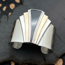 Load image into Gallery viewer, 1986 ALFRED DURANTE Franklin Mint Sterling Silver & Onyx Art Deco Cuff Bracelet