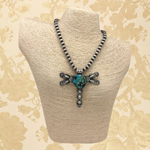 Load image into Gallery viewer, DARRIN LIVINGSTON Navajo Sterling Silver & Hubei Turquoise Dragonfly Pin Pendant