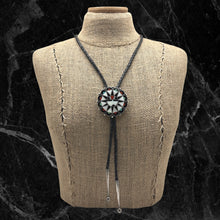 Load image into Gallery viewer, 1950s Native American ZUNI Sterling Silver Multi-Stone Inlay Sunface Bolo Tie