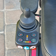 Load image into Gallery viewer, GOLDEN TECHNOLOGIES BuzzAround CarryOn Folding Power Chair Model GP130 Red Blue