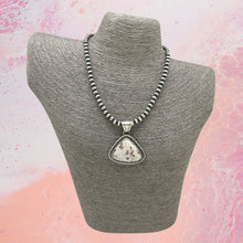Load image into Gallery viewer, Native American NAVAJO Sterling Silver & Tourmaline Triangular Pendant Scallops