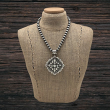 Load image into Gallery viewer, GARY G SANCHEZ Navajo Sterling Silver Diamond Shape Pendant Repousse & Stampings