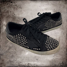 Load image into Gallery viewer, SHU SHOP Rockstar Black Pre-Distressed Sneakers With Allover Rhinestones 8.5