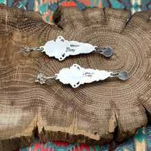 Load image into Gallery viewer, LEO FEENEY Sterling Sleeping Beauty Turquoise Coral Hoop Earrings Fancy Dangles
