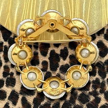 Load image into Gallery viewer, VINTAGE 1960s WEISS Goldtone Clear AB Rivoli Rhinestone Round Circle Pin Brooch