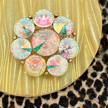 Load image into Gallery viewer, VINTAGE 1960s WEISS Goldtone Clear AB Rivoli Rhinestone Round Cluster Brooch Pin