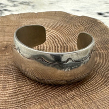 Load image into Gallery viewer, 1950s Native American NAVAJO Sterling Silver Cuff Bracelet Decorative Stampings