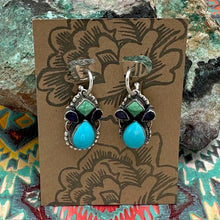 Load image into Gallery viewer, LEO FEENEY Sterling Sleeping Beauty Carico Lake Turquoise Hoop Earrings Dangles