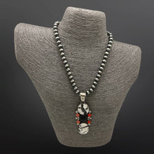 Load image into Gallery viewer, RONALD TOM For NAKAI Native American White Buffalo Onyx Coral Statement Pendant