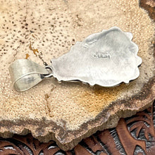 Load image into Gallery viewer, DANNY CLARK Navajo Sterling & Orange Spiny Oyster Shell Pendant Fancy Frame
