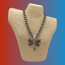 Load image into Gallery viewer, DARREN LIVINGSTON Native American Navajo Multi-Stone Statement Dragonfly Pendant