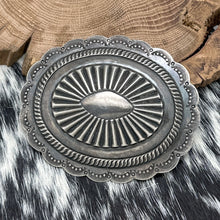 Load image into Gallery viewer, 1960s Native American NAVAJO Sterling Silver Large Oval Concho Pin Stampings