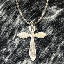 Load image into Gallery viewer, 1970s Native American NAVAJO Sterling & Turquoise Chip Inlay Cross Bead Necklace