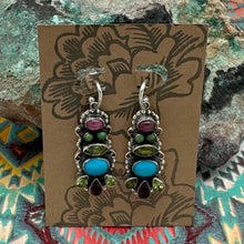 Load image into Gallery viewer, LEO FEENEY Sterling Sleeping Beauty Turquoise Multi-Stone Hoop Earrings Dangles